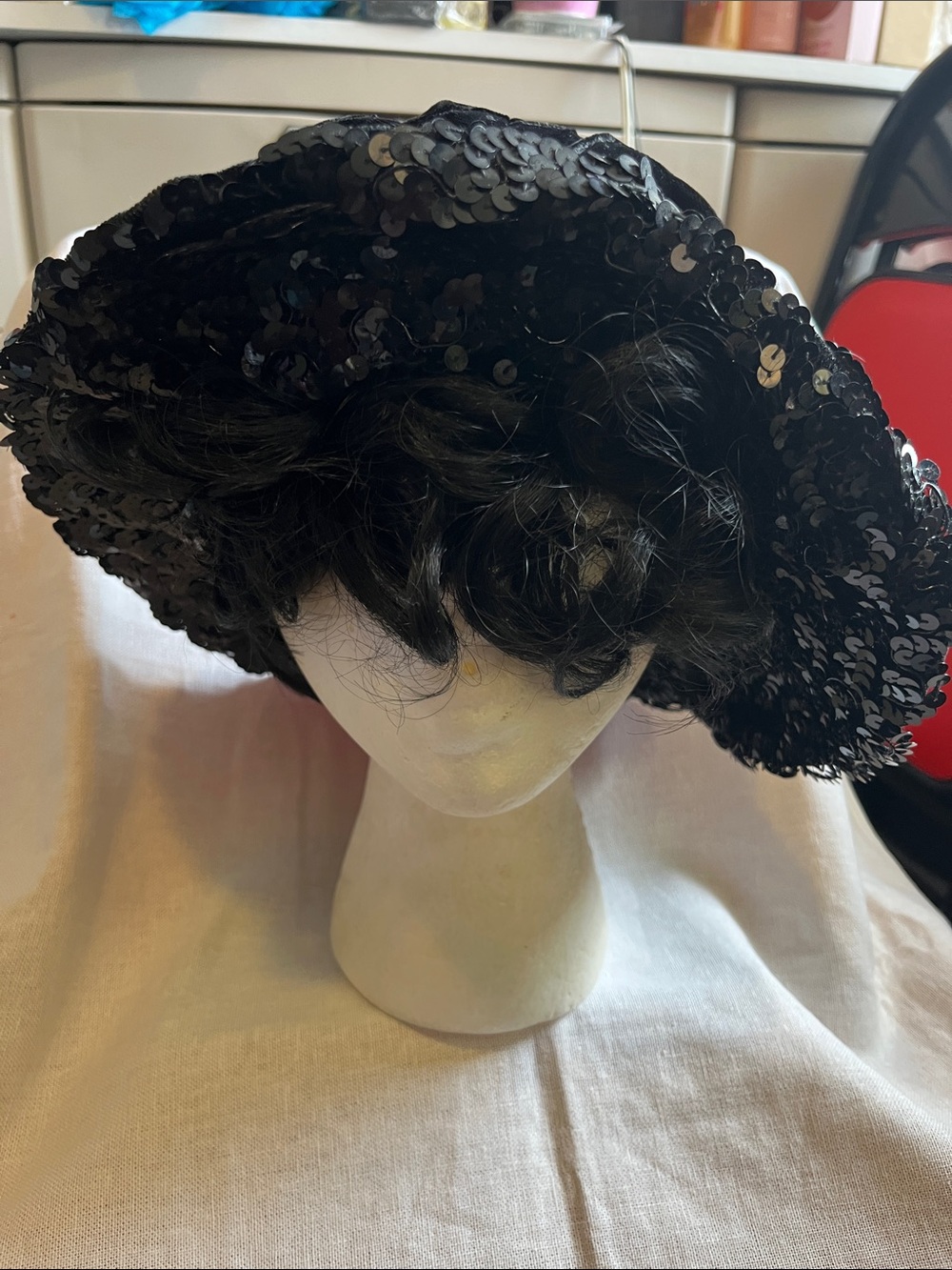 Black Sequin Wide-Brim Bucket Hat - Women Accessories